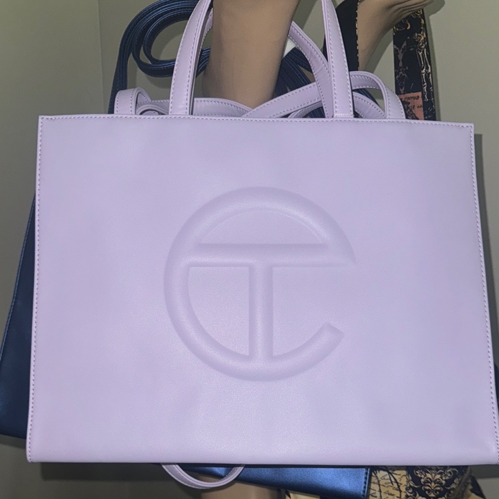 Telfar Purple Tote Bag with Embossed Logo
